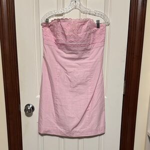 Lilly Pulitzer pink gingham strapless dress size 10 EUC